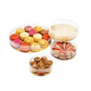 Boite transparente ronde pour chocolats et bonbons