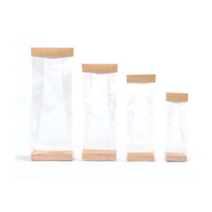 Socles et fermetures kraft pour sachet cristal